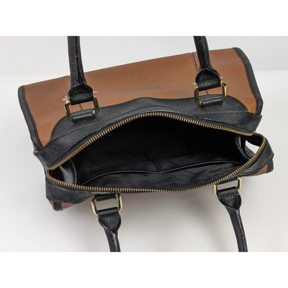 Calvin Klein Black & Tan Shoulder Bag Handbag Purse Satchel 12" - Picture 7 of 12
